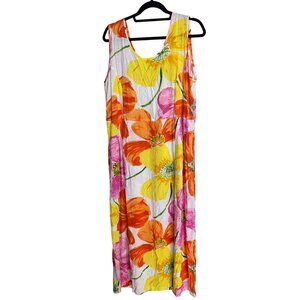 Jams World Vintage 1990s Womens Dress Size XL Multicolor Ponz Floral Print Maxi